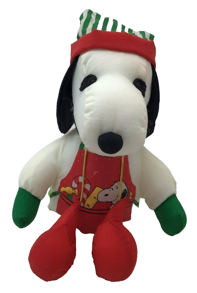 Peanuts Snoopy Christmas Elf Dog Red Green Apron Whitman's Plush 6