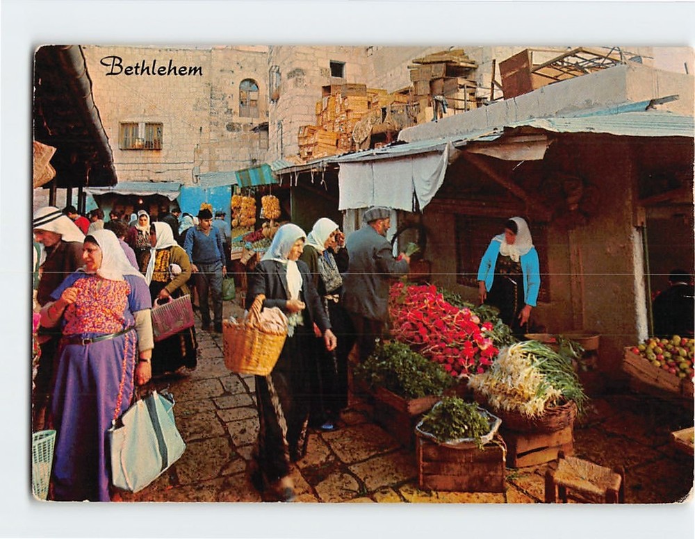 Postcard Scene at Market Place Bethlehem Palestine