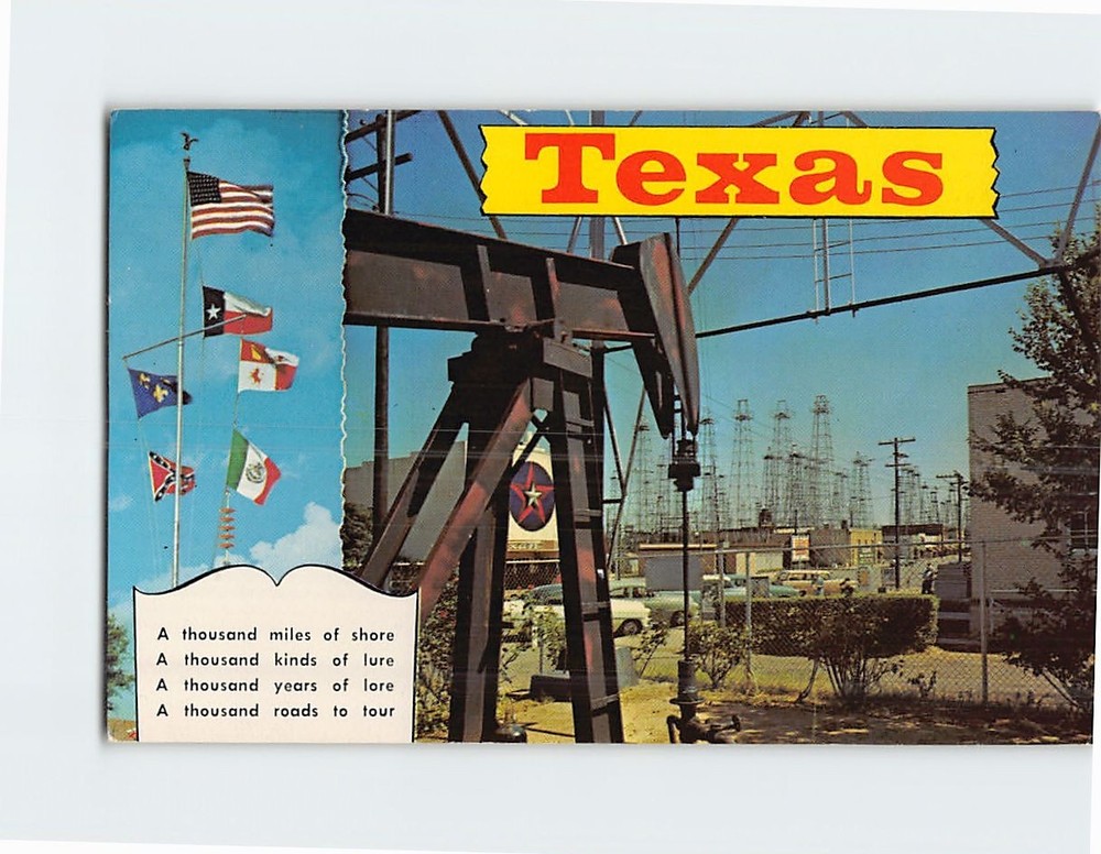 Postcard Six Flags & Famous Oil Wells Texas USA