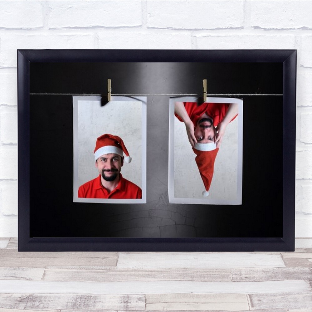 Upside Down Creative Edit Photograph Cap Christmas Lines Clip Wall Art Print