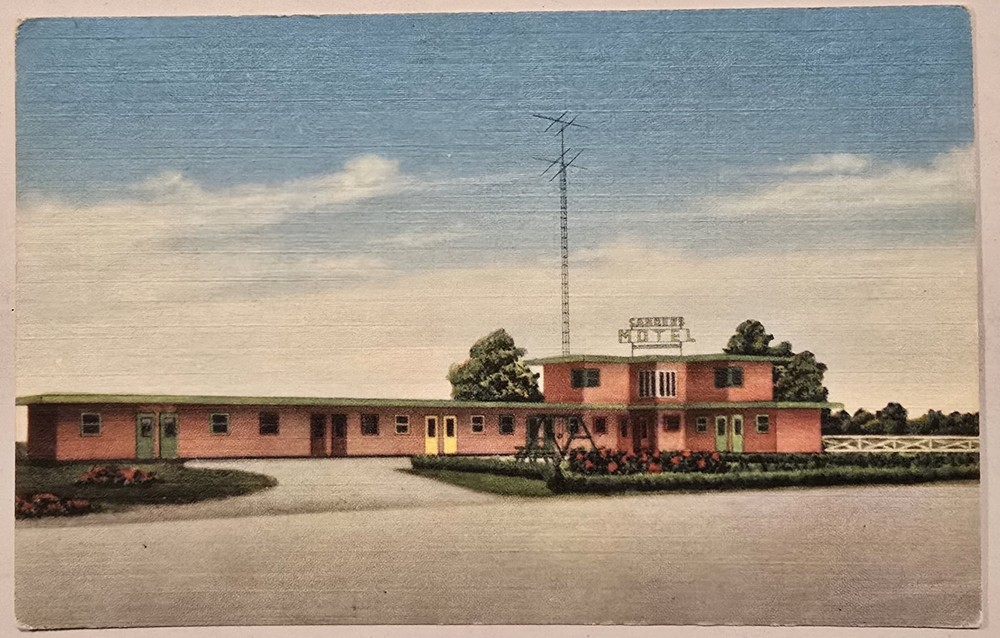 Sanders Motel (Now the Park Hills Motel in OK?) Linen Vintage Postcard Route 36