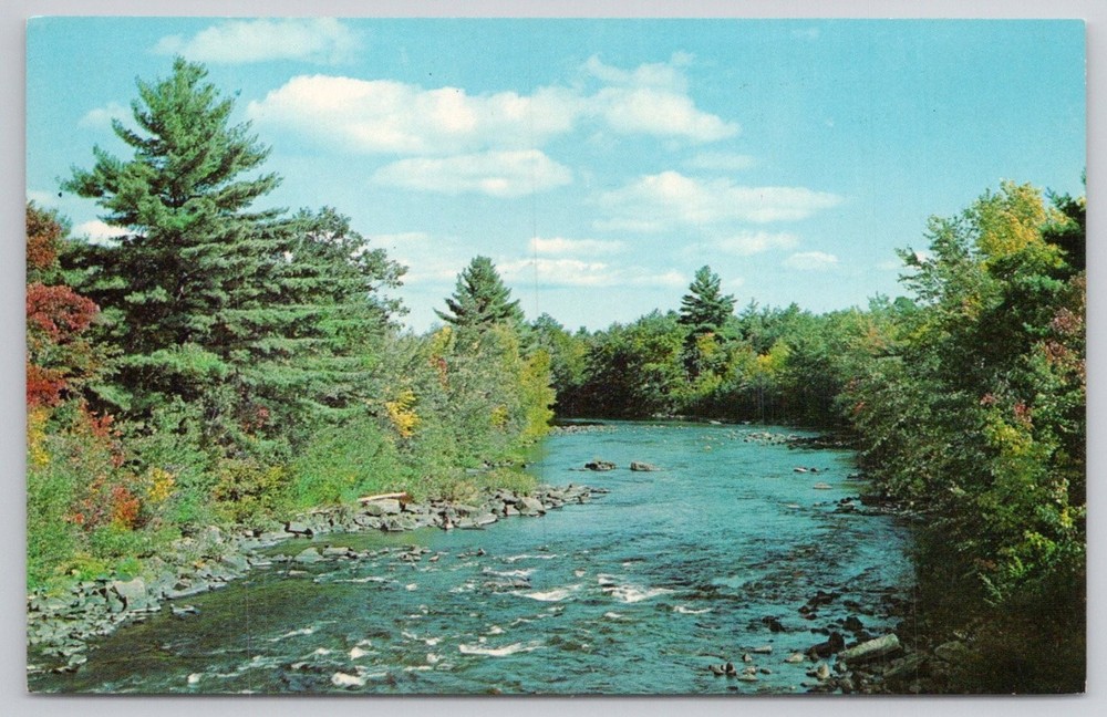 Winsted, Connecticut River Scene Lusterchrome Postcard Tichnor Bros.