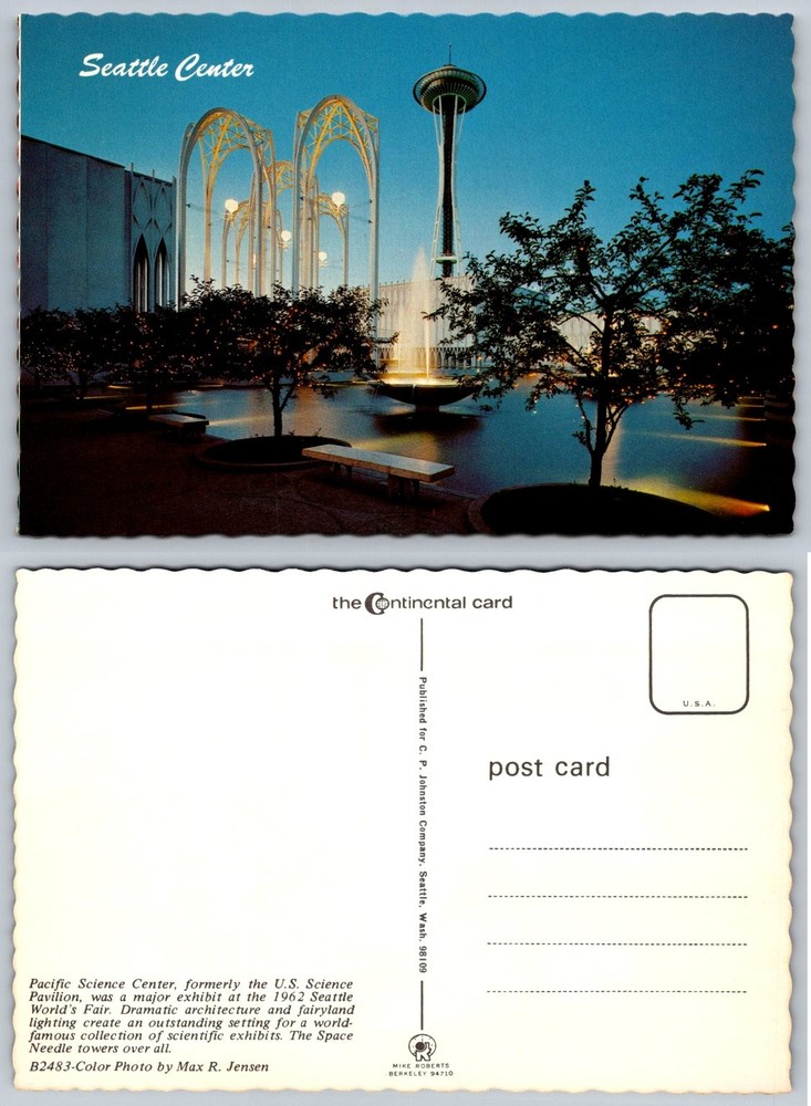 Seattle Center Space Needle Pacific Science Center 1962 World's Fair Postcard