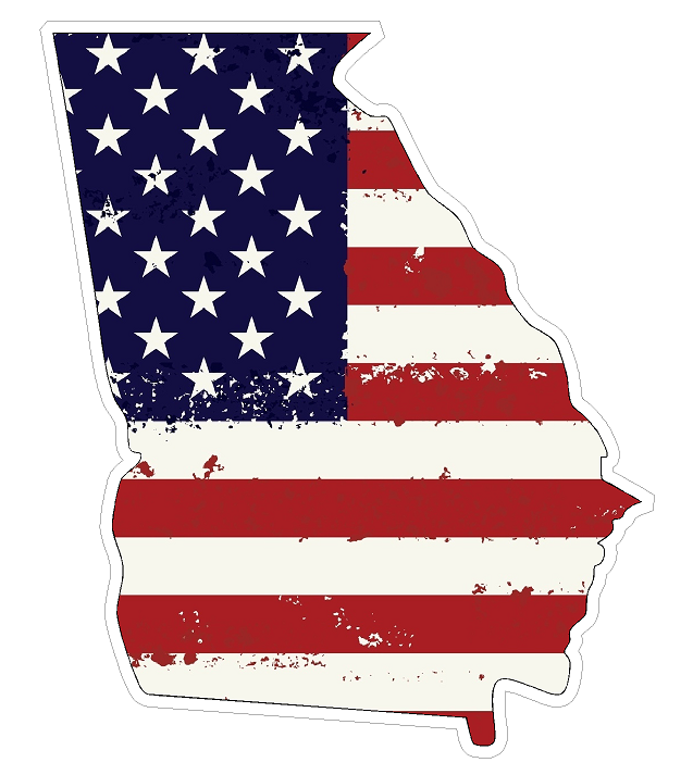 Georgia State (J11) USA Flag Distressed Vinyl Decal Sticker Car/Truck Laptop