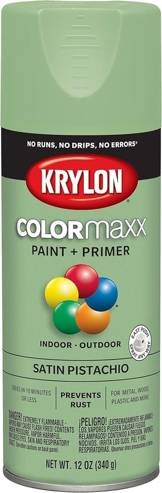 Krylon COLORmaxx K05575007 Spray Paint & Primer Satin Pistachio 12 oz K05575007