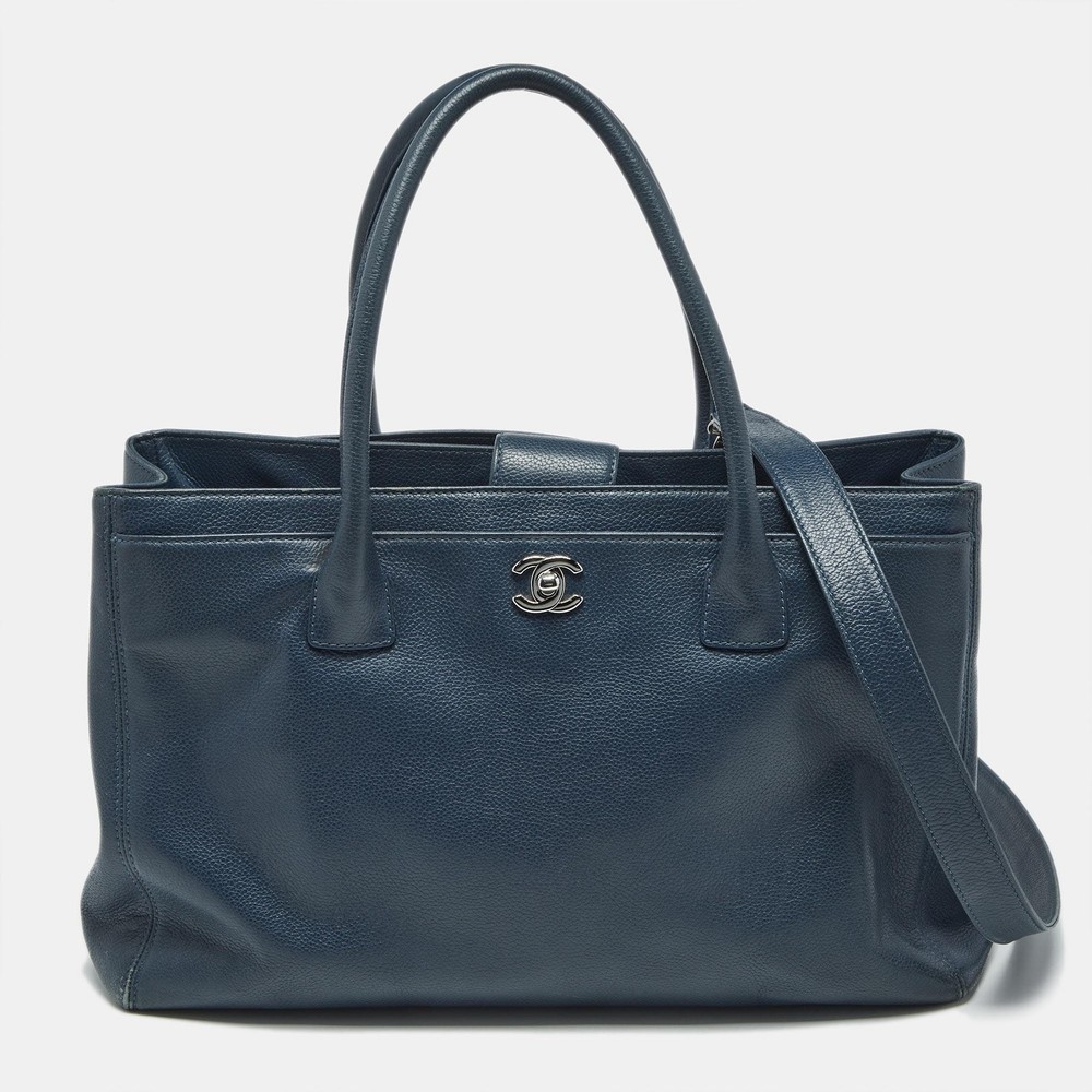 Chanel Blue Leather Executive Cerf Tote Bag Luxury Handbag
