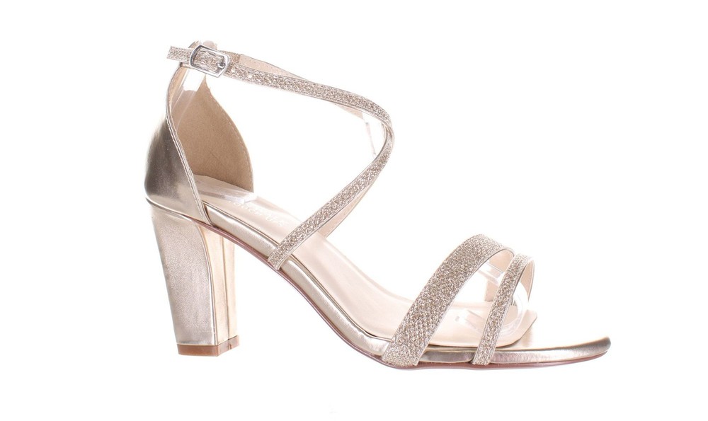 Benjamin Walk Daphine Gold Ankle Strap Heels for Women Size 7 7801096