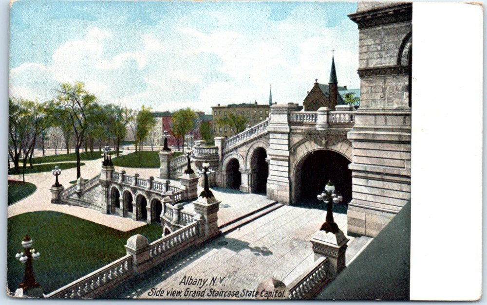 Side View, Grand Staircase, State Capitol, Albany, New York, USA, North America