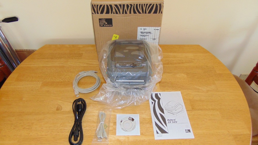 Open Box Zebra ZP505 Thermal Label Shipping Barcode Printer w/Cables & Disc