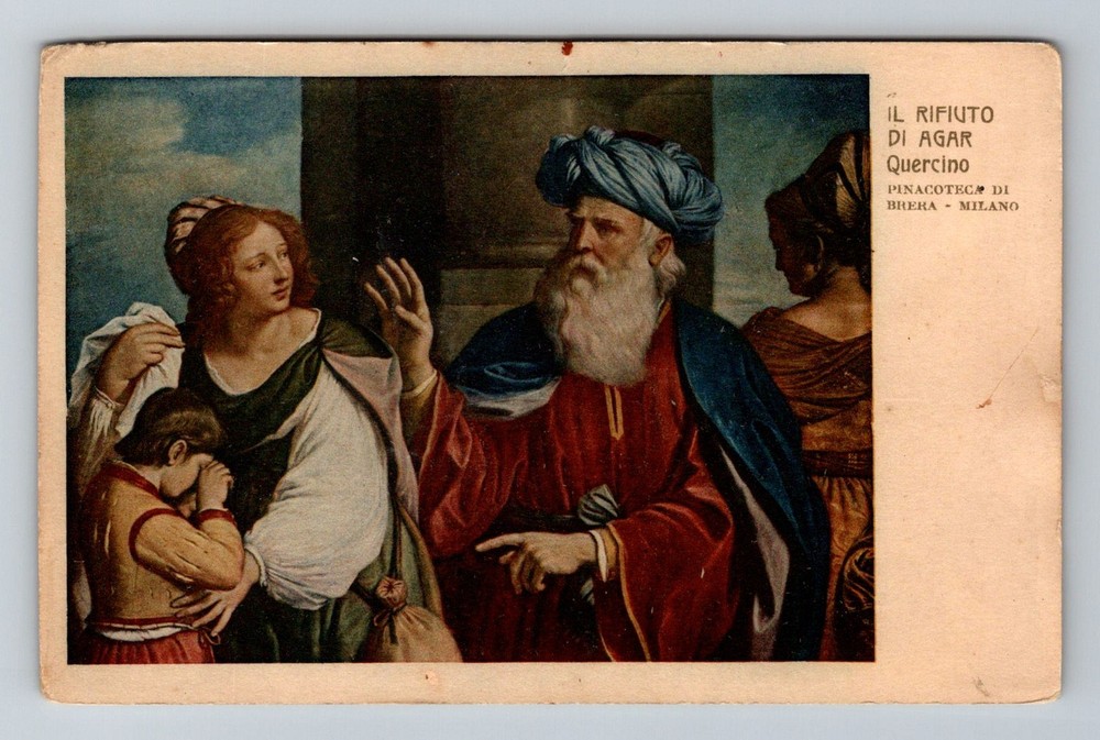 Italy- Milan Agar Refusal Famous Quercino Painting Souvenir Old Vintage Postcard