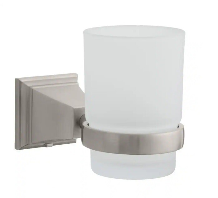 Glacier Bay Exhibit Wall-Mounted Tumbler Holder in Brushed Nickel - New Read