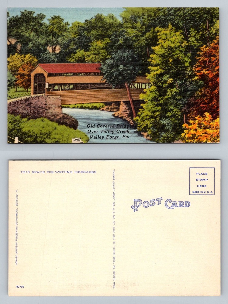 Valley Forge, PA-Pennsylvania, Old Covered Bridge Valley Creek Vintage Postcard