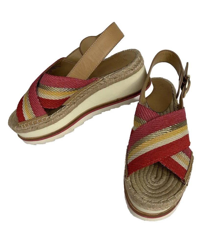 Marc Fisher Glenna Platform Espadrille Sandal, Sz 6 Yellow Pink Orange SUMMER