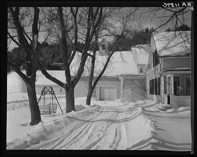 Photo:Windsor County Vermont Home of Dairy Farmer 1936 Snowy Farmhouse