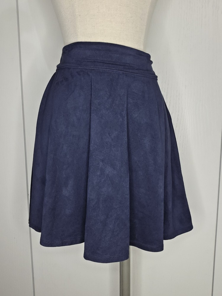 Hollister Womens Navy Blue Suede Mini Skirt Xs