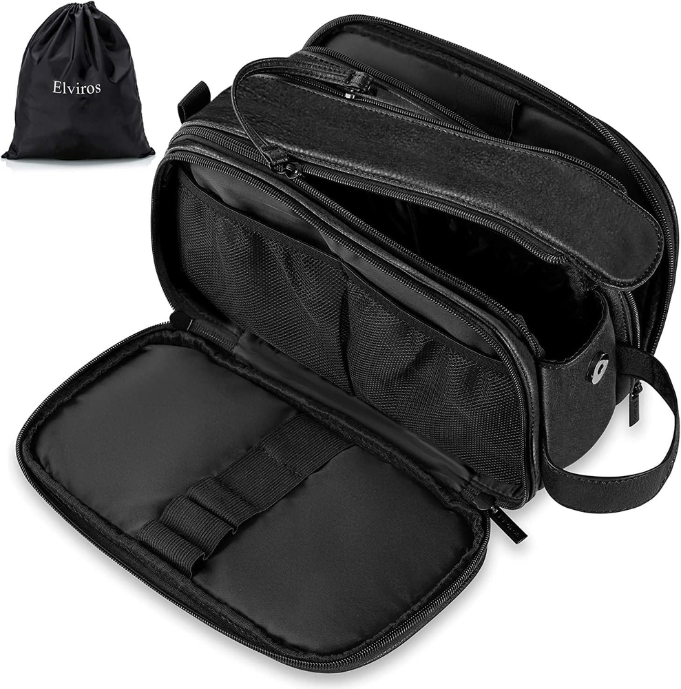 Men's Large Water-Resistant Travel Toiletry Bag for Shaving & Bathroom Essentials