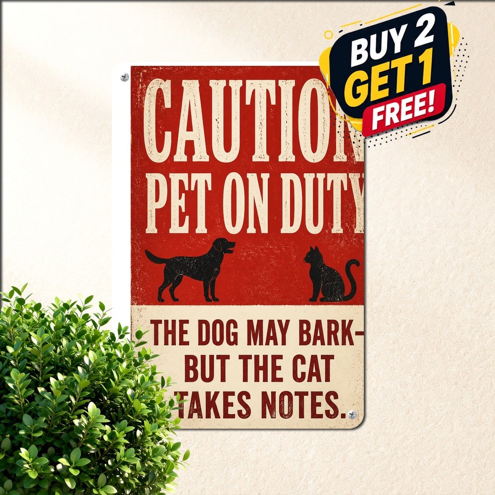Beware Of Dog Funny Fence Yard Guard Property Warning Notice Metal Tin Sign