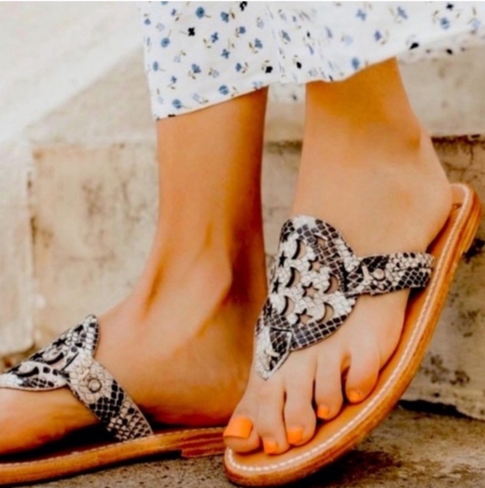 Freebird by Steven Vallarta snakeskin-print leather thong sandal