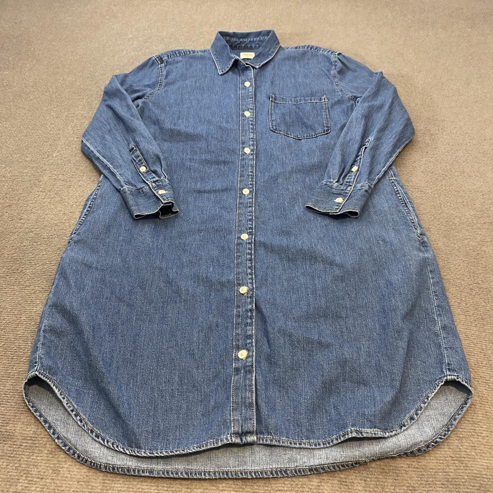 Gap 1969 Denim Shirt Dress Womens Small Blue Long Sleeve Pockets Boho Western