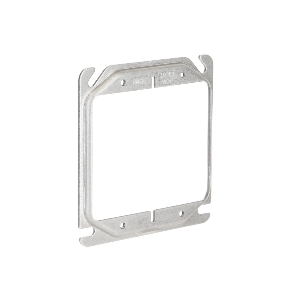 Hubbell-Raco 777 Raised 1/4-Inch, 4-Inch Square Mud-Ring for 2 Devices Gray