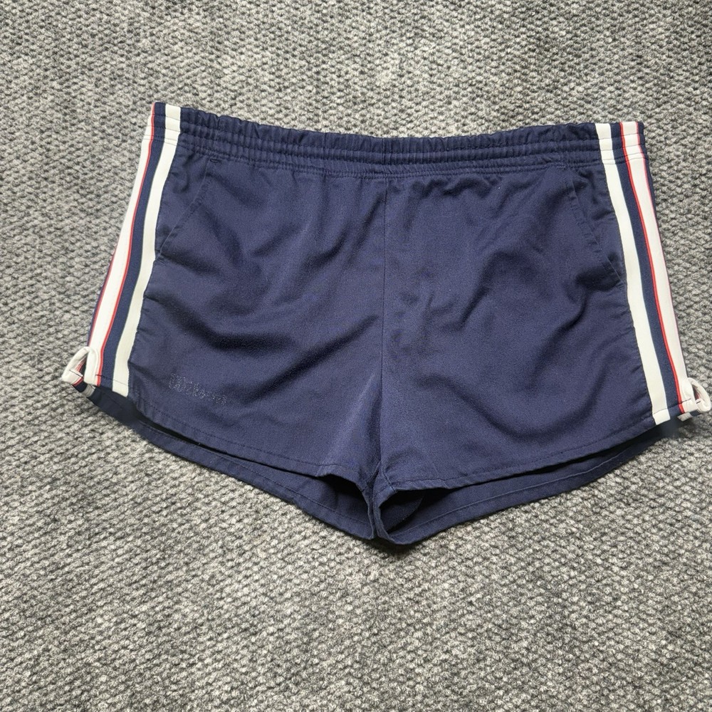 Vtg Wilson Drawstring Athletic Shorts Mens M White Blue Red Stripe Tennis Retro