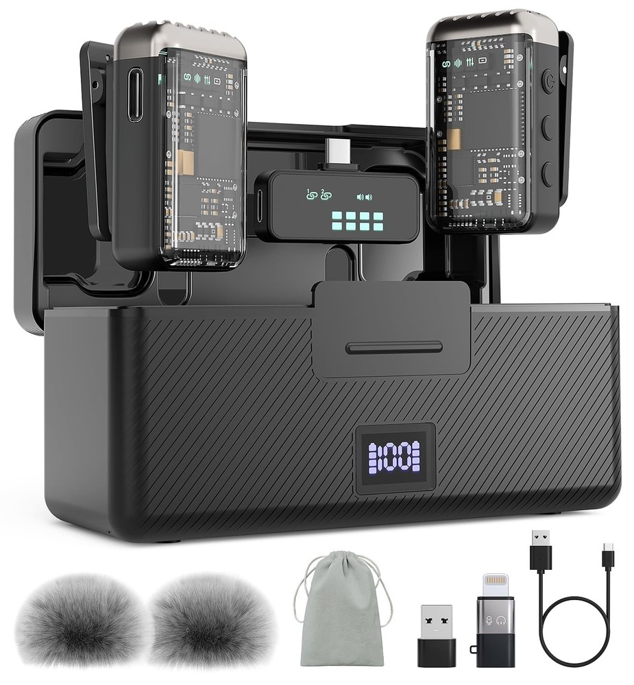Wireless Lavalier Microphone for iPhone & Android – USB-C Clip-On Mic