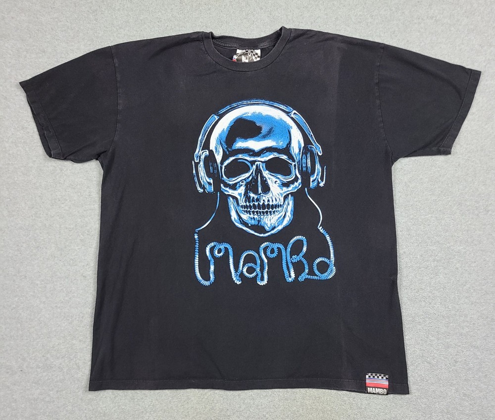 Vintage Y2K Mambo Australia T-Shirt Sz XL Skull Music Dog Graphic Tee 2000s