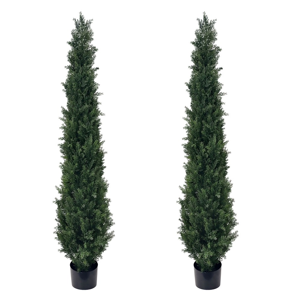 2pcs 3-6ft Topiary Cedar Pine Artificial Tree Home Decor UV Indoor Outdoor