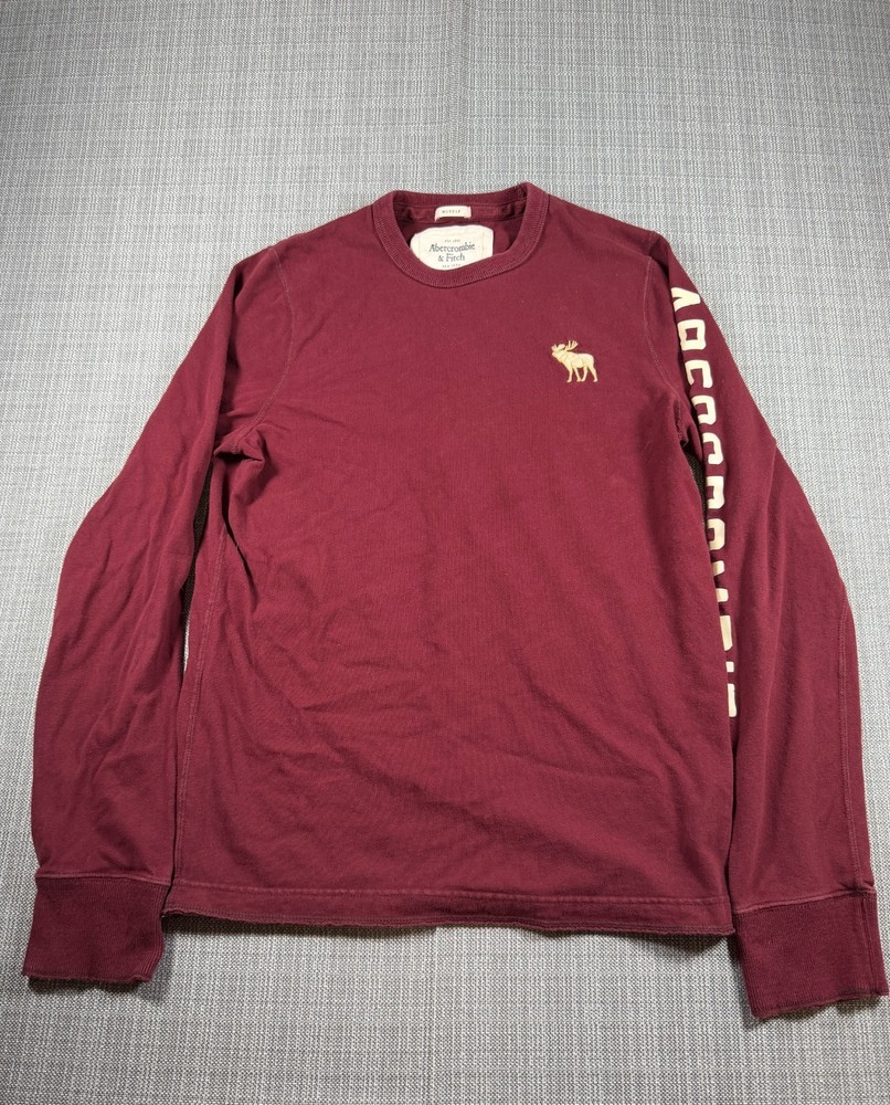 Abercrombie & Fitch Muscle Shirt Men Medium Maroon Cotton Moose Embroidered Logo