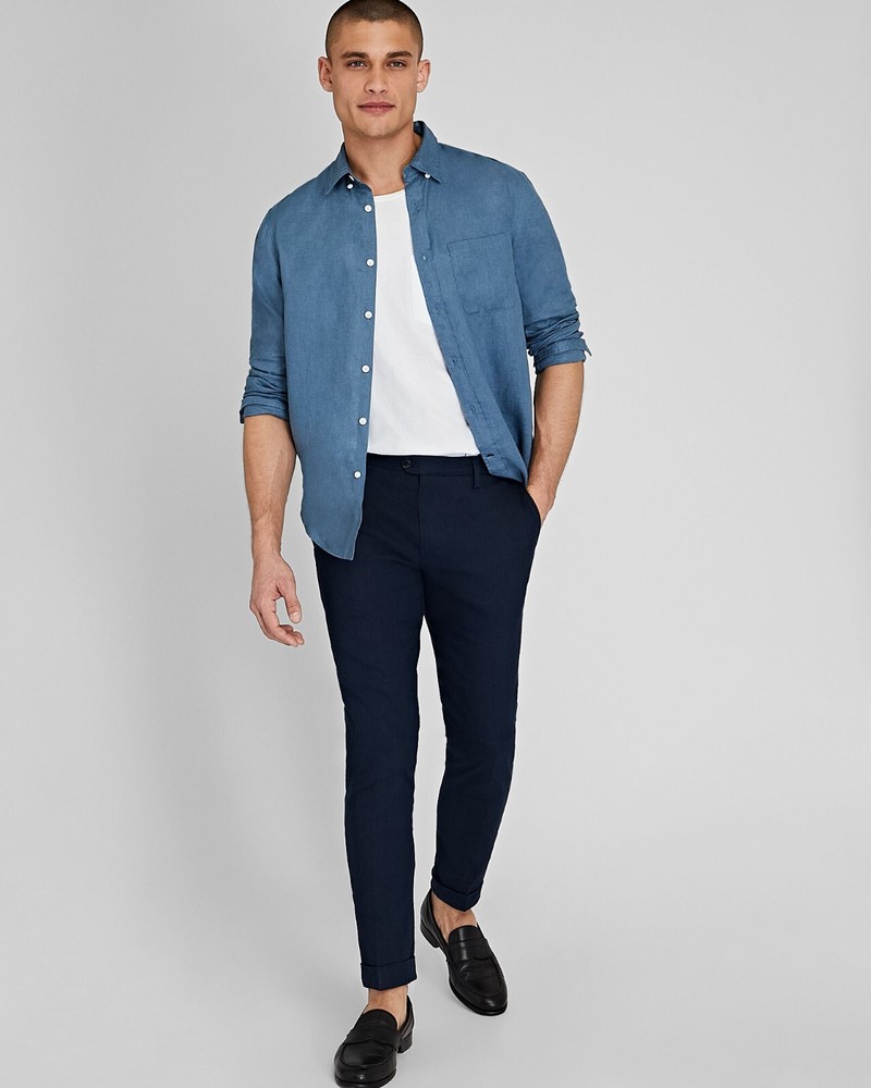 Club Monaco Sutton Slim Fit Linen Dress Pant Navy size 30/Inseam 32