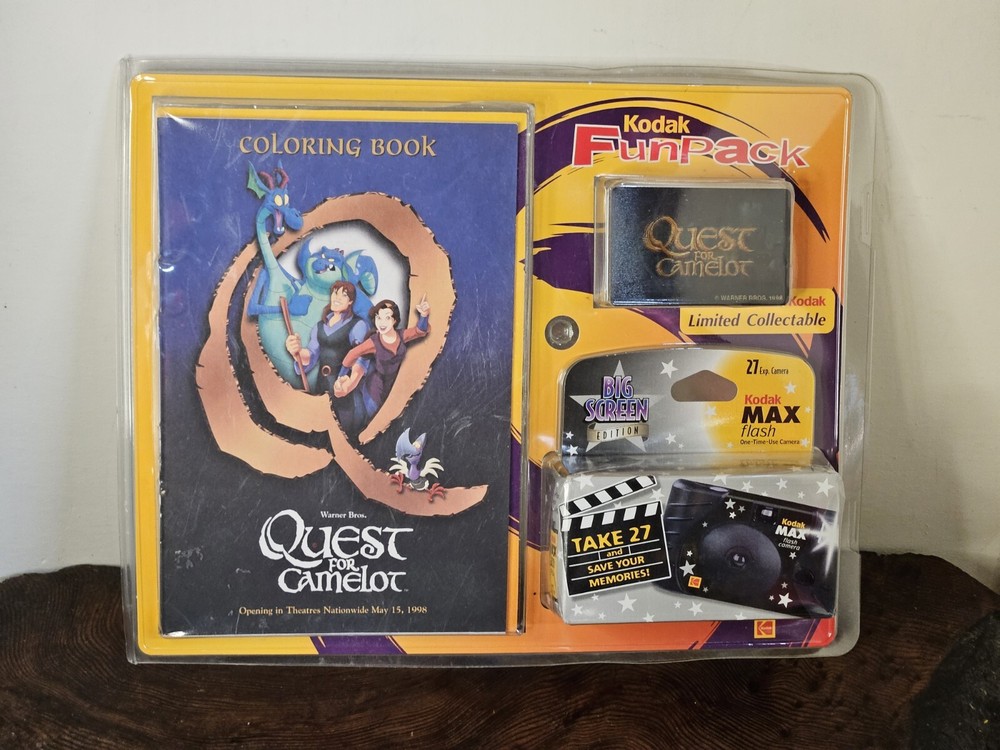 1998 Kodak Fun Pack Quest For Camelot Coloring Book Camera And Kodamotion Card