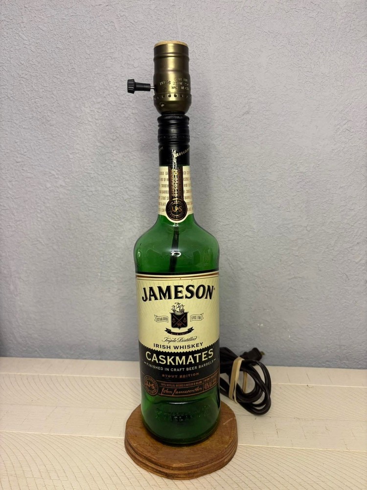 Handmade Jameson Whiskey Large Liquor Bottle Table Lamp Bar Lounge Desk Light
