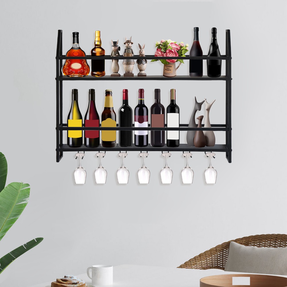 Wall Mounted Wine Glass Storage Rack Wine Rack Bottle Holder Bar Wine Shelf