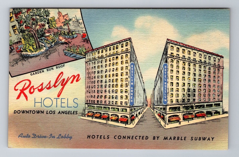 Los Angeles CA-California, Rosslyn Hotels, Advertising Souvenir Vintage Postcard