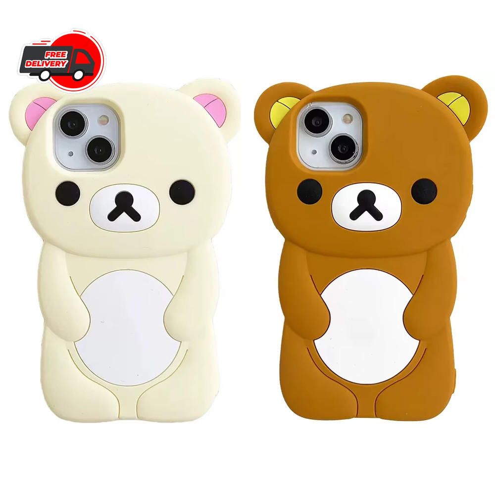 Rilakkuma Bear Silicone Case For iPhone 17 16 15 14 13 12 11 Pro Max XR 8 Plus