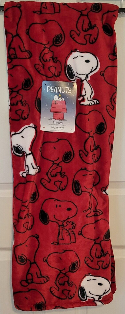Peanuts Snoopy Throw Blanket Red White 50