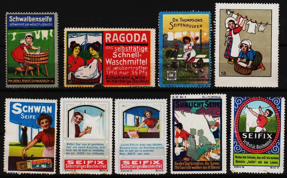 9 vintage poster stamps   /0223