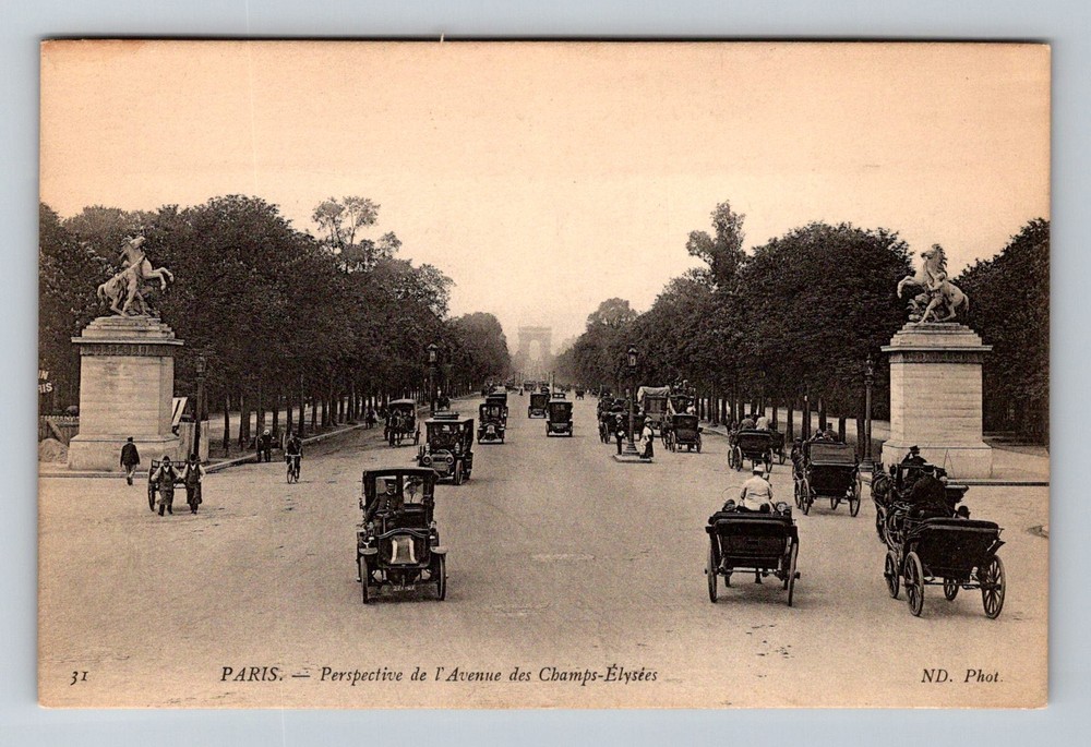 France- Paris Avenue Of The Champs-Elysees Postal Old Card View Vintage Postcard