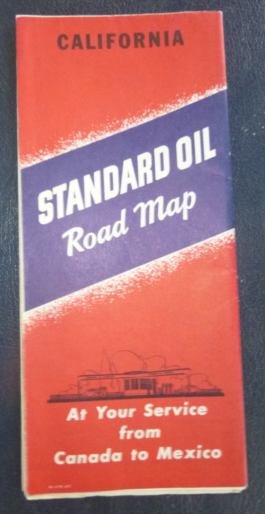 1945 California  road map Chevron gas route 66