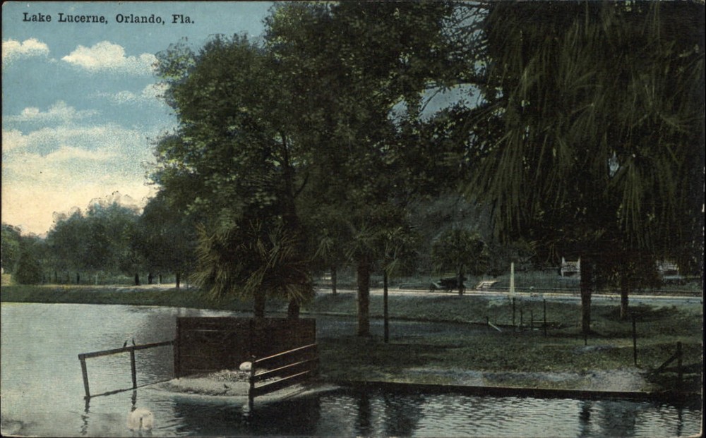 Orlando Florida Lake Lucerne park c1910s unused vintage postcard