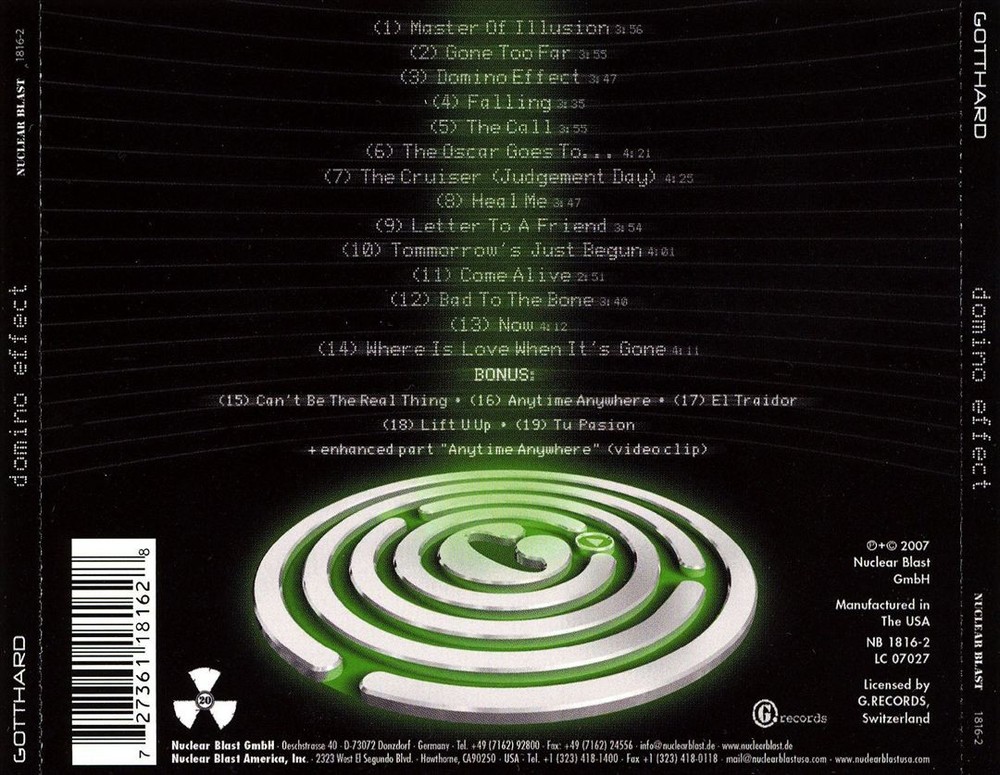 Gotthard Domino Effect New Cd