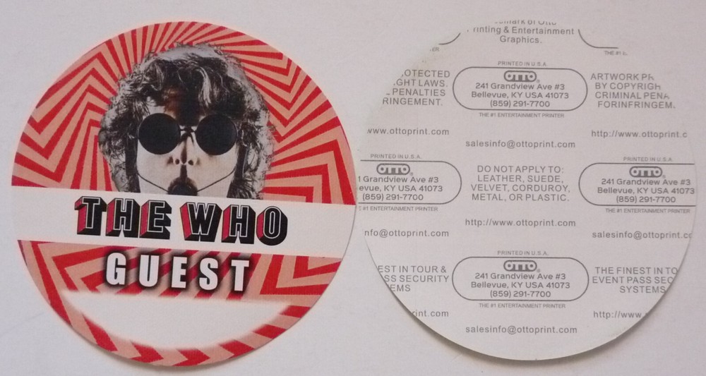 The Who Red Guest Concert Tour Backstage Pass D15