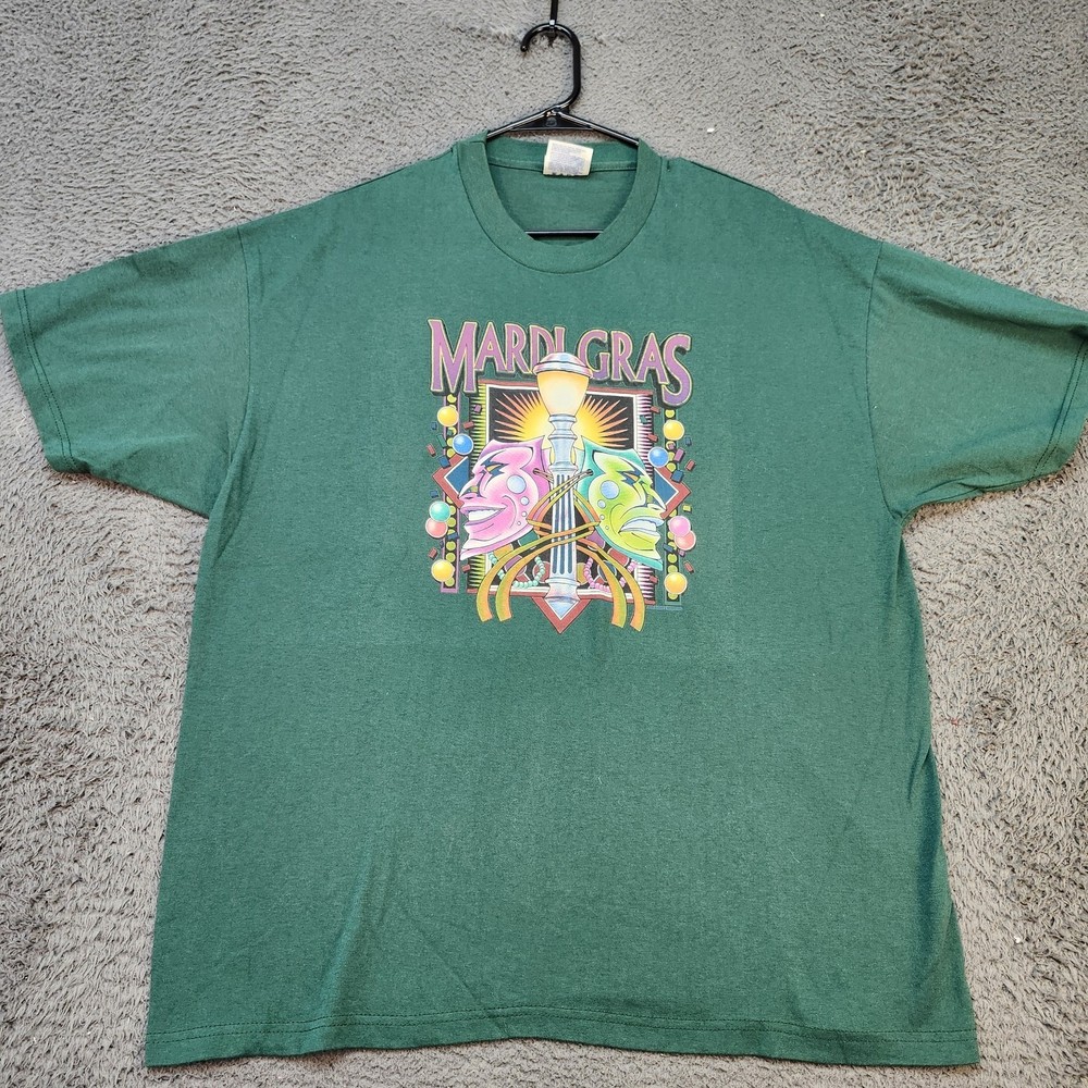 Vintage Mardi Gras Shirt Mens XL Hanes Heavyweight 90s Carnival Graphic Tee