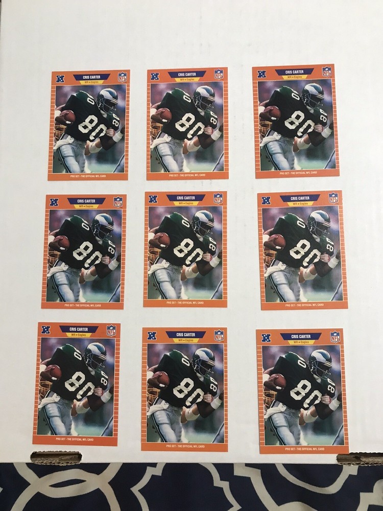 1989 Pro Set Football Series 1 Cris Carter RC HOF #314 Eagles Lot Of 9