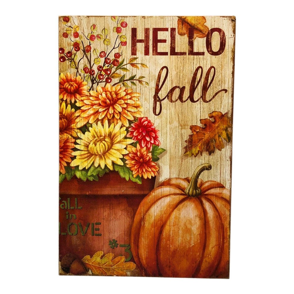 30655 - 13x8.5 Inch Hello Fall Seasonal Sign |Pod 2-63|