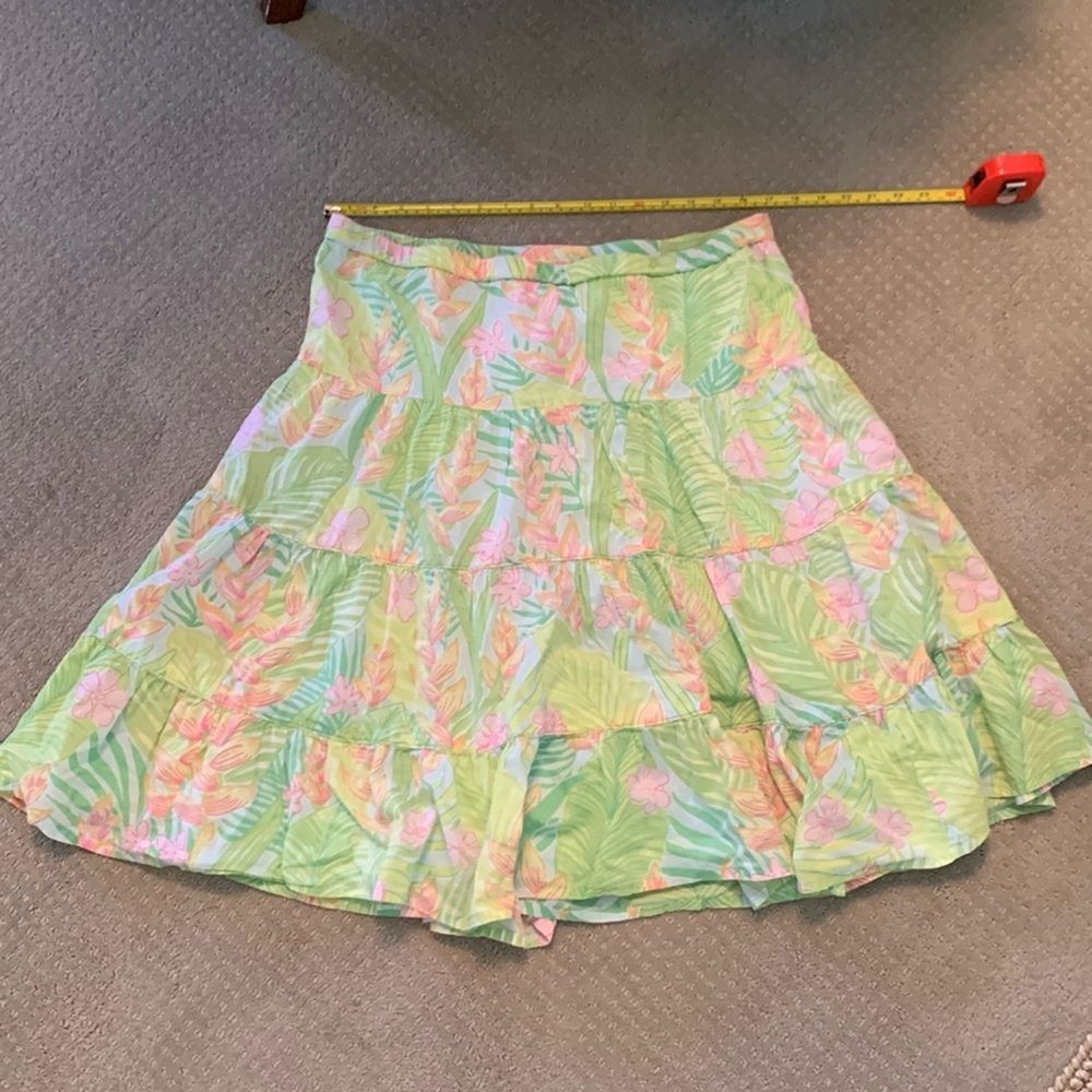 Lilly Pulitzer vintage Tropical Palm Printed tiered skirt size medium