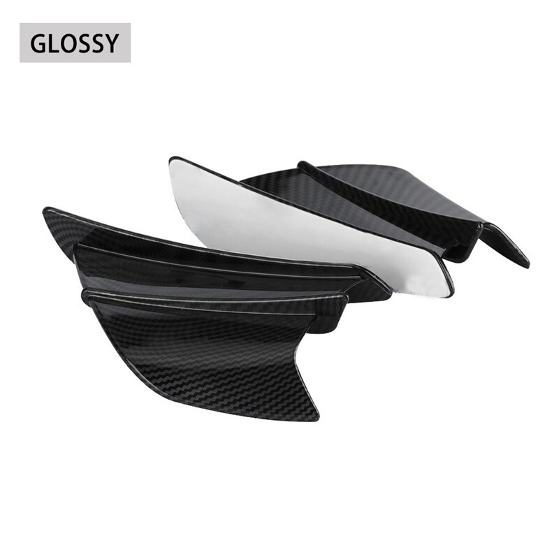 2 Pcs Motorcycle Wing Winglets Air Deflector ABS Carbon Fiber Black Universal