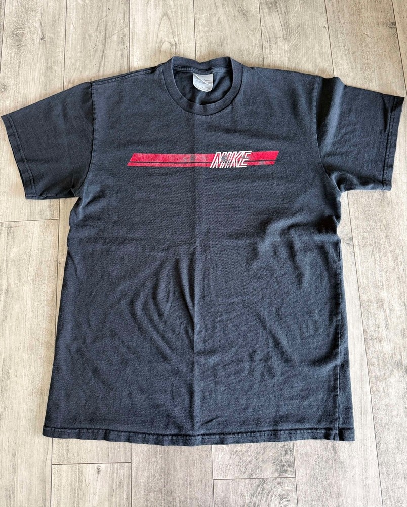 Vintage T Shirt Nike Basic Spell Out Logo  Black Y2K - Size: Medium