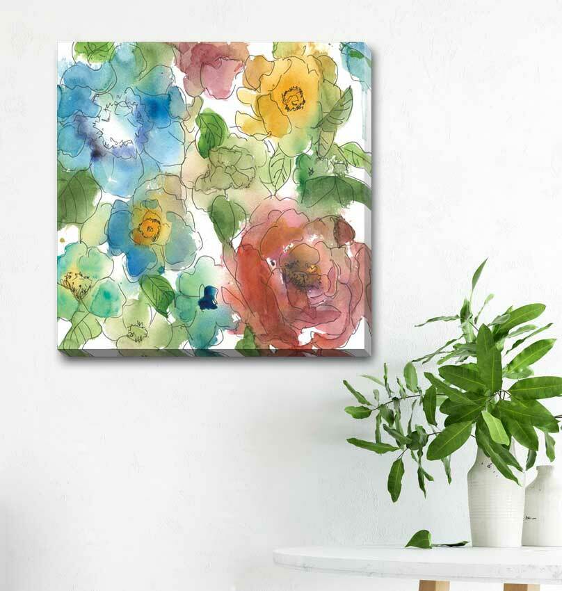 Watercolour Flower Bloom Stretched Canvas Print Framed Wall Decor Painting F121