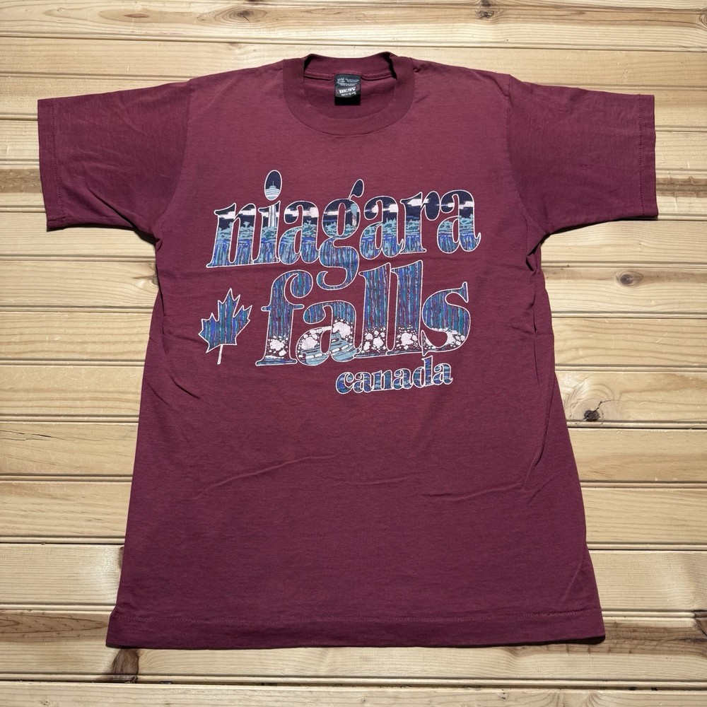 Vintage 90s Faded Niagara Falls Maple Leaf Waterfall Canada Shirt Size Medium